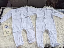 2er Set weiße Baby Schlafanzüge 74 Unisex Baumwolle Schlafis Zwillinge