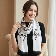 Wrap silk scarf 180x90 white