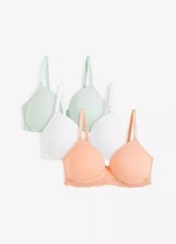 3er-Pack BH Gr. 85 Cup A Mint Weiß Apricot Damen-Unterwäsche Oberteil Neu