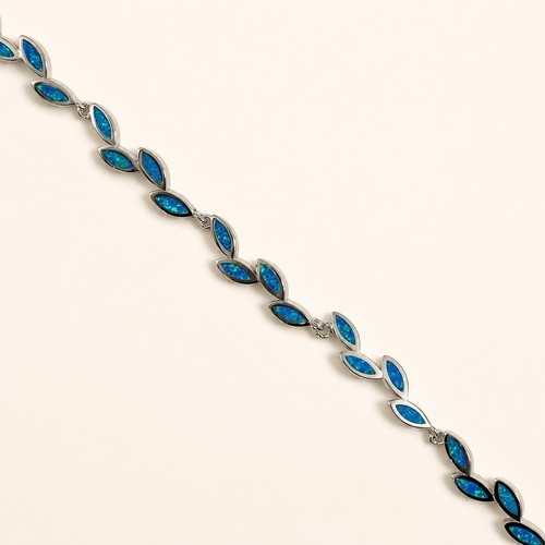 Sterling silber opal blatt - silber,