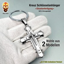 Kreuz Schlüsselanhänger Herren Edelstahl poliert - Christophorus Biker 