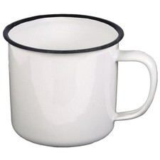 Emaille-Tasse weiß-schwarz