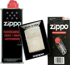 ZiPPO No.1 Klassiker Set + GRATIS DIAMANT GRAVUR / ORIGINAL Benzin + Zündsteine