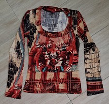 Save the Queen Shirt Bunt Viskose Elasthan Gr.XL Gr.38 NEU