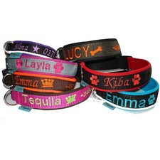 Hundehalsband nach Maß Wunsch mit Namen Telefonnummer Halsband Bestickt Name