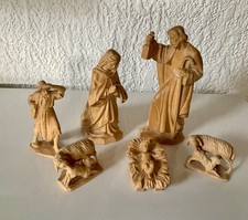 6x Krippenfiguren Erzgebirge antik Holz geschnitzt f. Krippe Heilige Familie
