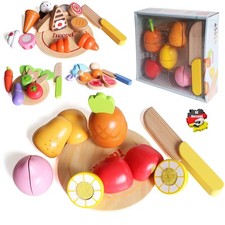 Zubehör Spiel Küche Holz Obst Gemüse Schneiden Lebensmittel Veggie Set Kinder DE