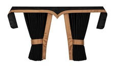 LKW Vorhänge Mercedes Actros MP4 MP5 -5tlg Set Schwarz Braun mit Borde Haken