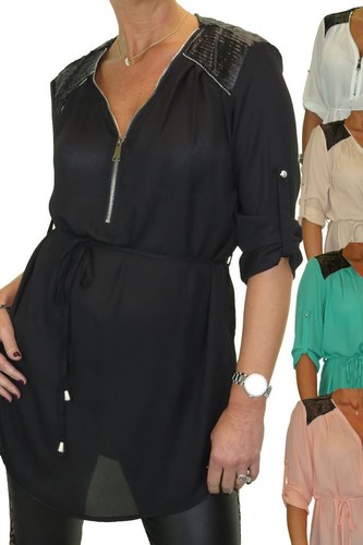 Damen georgette gürtel tunika - damen,