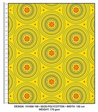 Baumwollstoff Ethno Afrika Gelb Warm Polyester Reststück 81 cm x 150 cm