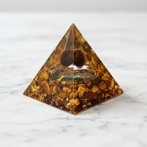 Tigerauge orgonit pyramide - tigerauge, 5cm