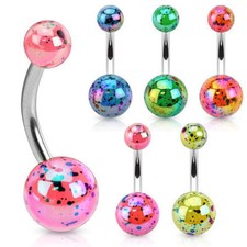 Bauchnabelpiercing Aurora Borealis Metallic Edelstahl 316L SET Piercing Banane