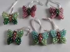 Schmetterlinge Glitzersteinen Perlen Frühlingsdeko Ostern  6Stück rosa grün blau