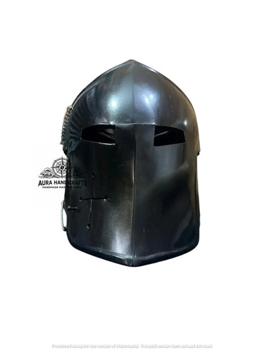 Aura black steel barbuta - black,
