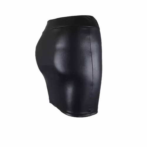 Sexy wetlook mini - rock, schwarz