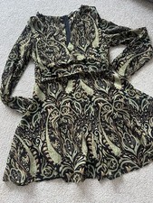 ZARA Kleid Paisley L Grün Chiffon