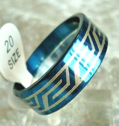 Blau metallic edelstahl ring - ring, 8