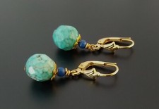 Türkis Lapislazuli Ohrhänger Gold Doublé Ohrringe 