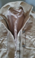 beiger Mantel von Stefanel in dt Gr. 36 aus 100% Schurwolle abknöpfbare Kapuze