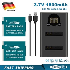 2x NB-6LH NB-6L Akku&Ladegerät Für Canon PowerShot SX530 SX540 SX710 HS D30 D20