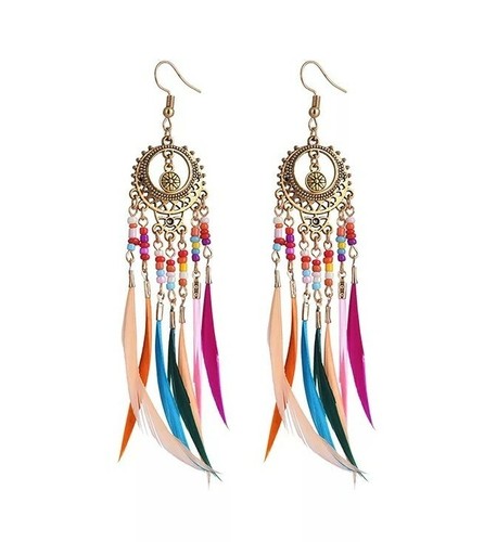 Ohrringe goldfarben bunt boho - goldfarben,