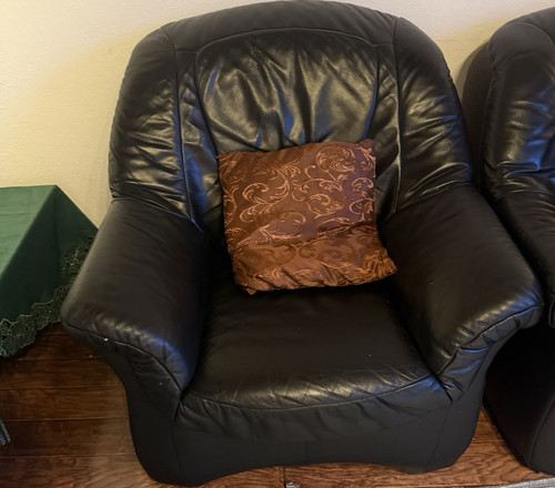 Schwarzes leder sofa set - schwarzes,
