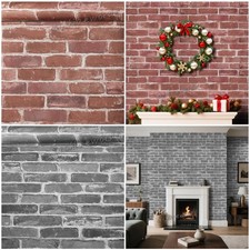 6X Steintapete Grau/Rot Backstein Optik Ziegelstein 3D Effekt Tapete Steinoptik