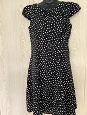 Orsay,Sommerkleid schwarz mit weißen Punkten,gefüttert ,kurzer Arm,Polyester