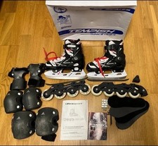 2 In 1 Schlittschuhe / Inliner Gr. 33-36 + Gelenkschützer