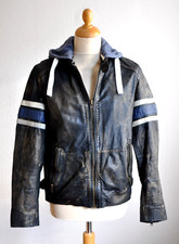 Trapper Herren Lederjacke Büffelnappa Bikerjacke Into The Wild Retro Used Look M