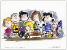 KLAUSEWITZ: ORIGINAL FEDER UND AQUARELL : PEANUTS-THE GANG III/ 30x40 cm