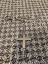 Anhänger Umgedrehtes Kreuz Edelstahl Silberfarben Schmuck Goth Punk Okkult Neu