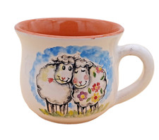 Kunst Keramik Schafe Tasse