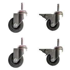 Transportrollen Lenkrollen Gummirolle Ø 6 cm mit Gewindestift und Bremse 4er Set
