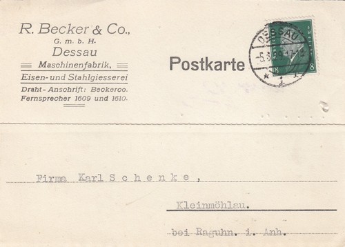 Dessau postkarte 1929 r - dessau,, 1929,