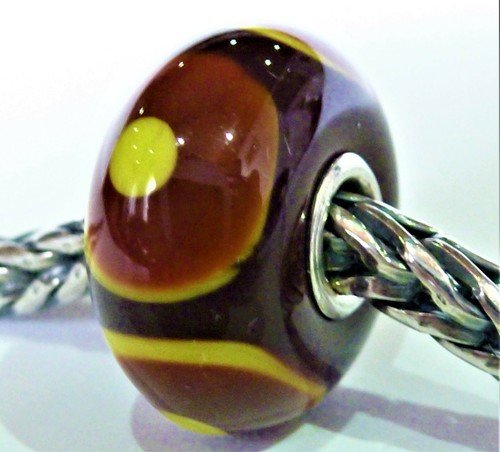 Trollbeads glas braun mit gelb - trollbeads,