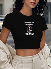 Damen Bauchfrei T-Shirt Ich
