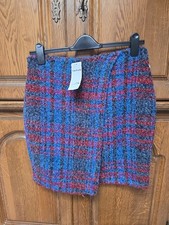 Eleganter Taifun Wickel-Rock im Bouclé-/Tweed-Stil  Kariert in Rot, Blau- Gr. 40