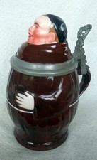 ALT Humpen Bierkrug Figurenkrug Porzellan Mönch um 1900 Krug Zinn Sammelkrüge