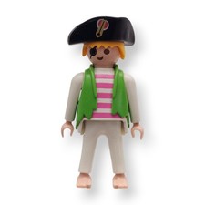 Playmobil Figur Pirat Mann Augenklappe Hut Weste Ringelshirt Rosa Barfuß Crew
