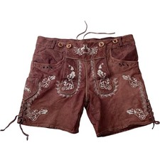 Mogo Leder Shorts bestickt Trachten Oktoberfest braun Unisex S
