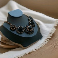 KETTE Modekette Blogger Collier Goldfarben/Schwarz Harz Rose  XXL Modeschmuck