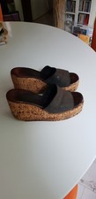 Impressionen Original 70-er Jahre Plateau-Schuhe Clogs echtes Leder Korksohle 40