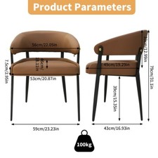 2x Esszimmerstühle Küchenstuhl Leder+Metall Beine Polsterstuhl Esszimmerstuhl DE