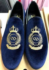  Herren Samt Slipper Blau