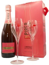 Piper Heidsieck Champagner Rosé Sauvage eine Flasche mit 2 Sektgläsern 750ml