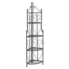 Nostalgie Stahl Eckregal Pflanzenregal Blumentreppe 5 Böden klappbar anthrazit