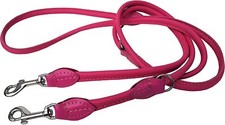 HUNDELEINE, RundeLeine, 220cm/6mm, NappaLeder, ROSA Handarbeit, Hund bis 6 Kg