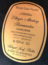 Weinetikett 1996er Ellenzer Altarberg Beerenauslese Huxelrebe J.Balles MOSEL