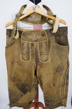 Livergy Trachten Lederhose + Geschirr Gr.56 100% Leder Bronze sehr guter Zust.